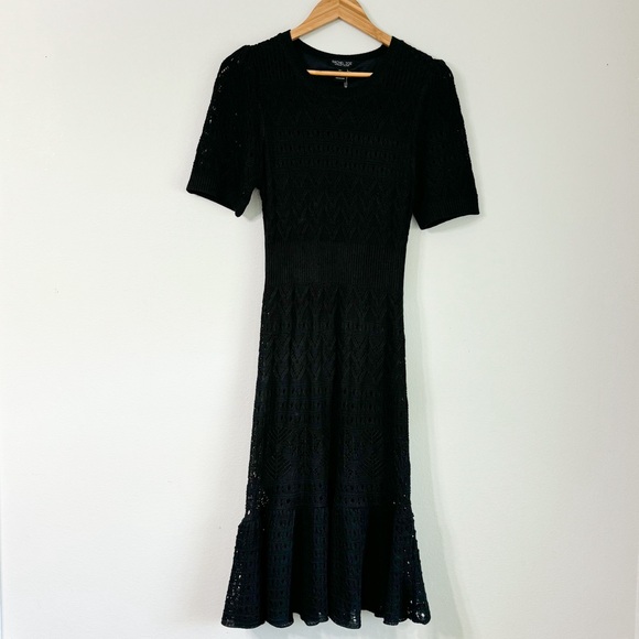 Rachel Zoe Dresses & Skirts - NWT Rachel Zoe Women's Pointelle Knit Fit & Flare Midi Dress, Black, Large